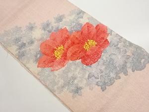 手織り真綿紬花尽くし模様織出し名古屋帯